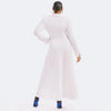 CM.YAYA Vintage Women Long Sleeve High Side Split Ruched Up Wrap Lapel Collar White Maxi Long Dress Fashion Street Dresses