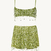 Sexy Sequins Tassel Skirt Sets Women Sling Crop Tops Hip Package A-line Short Skirts 2025 Summer Chic Beach Party Outfits Lady