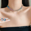 Square Crystal Choker Necklace Luxury Style Temperament Collarbone Chain Neck Chain Exquisite Collar Decoration