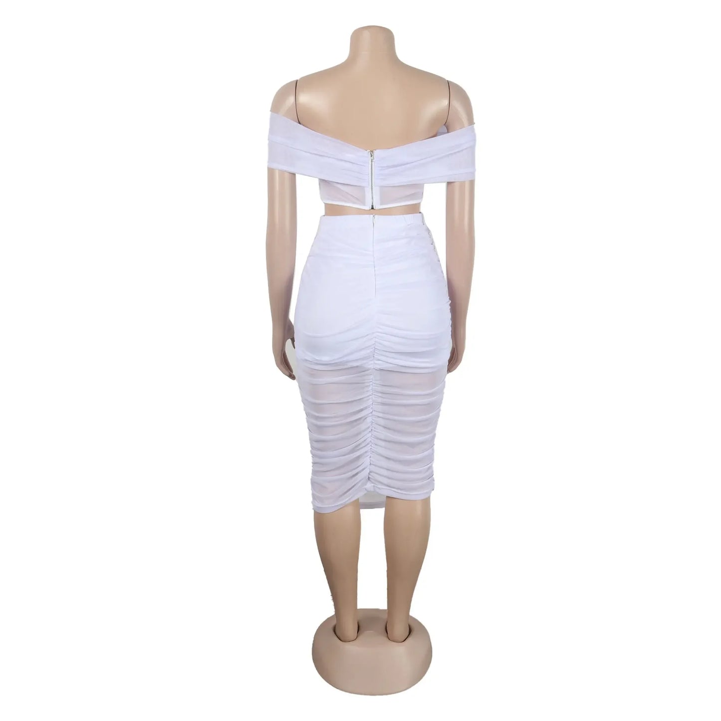 S10632 Sexy Slimming Mesh Splice Bum Covering Visibility Elastic Off-Shoulder 2-Piece Set European And American Style