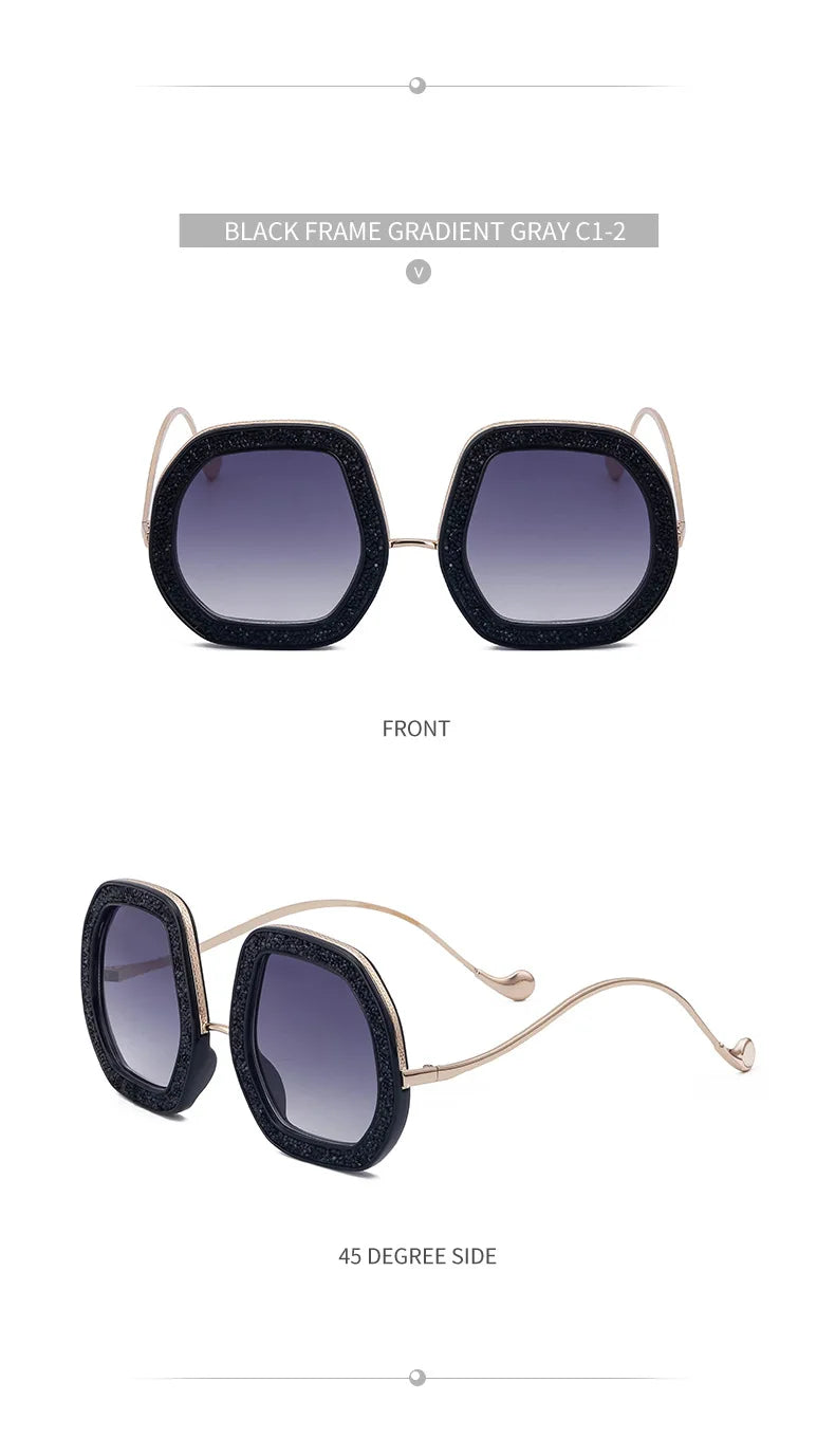 Oversized Luxury Diamond Shiny Sunglasses Women Irregular Round Crystal Sun Glasses Men UV400 Shades Eyewear Polygonal Sunglass