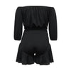 Customized Plus Size Women's Set Long Sleeve Slash Neck T-Shirt and Shorts 2025 Summer Ruched Two 2 Piece Set Outfits Tracksuit
