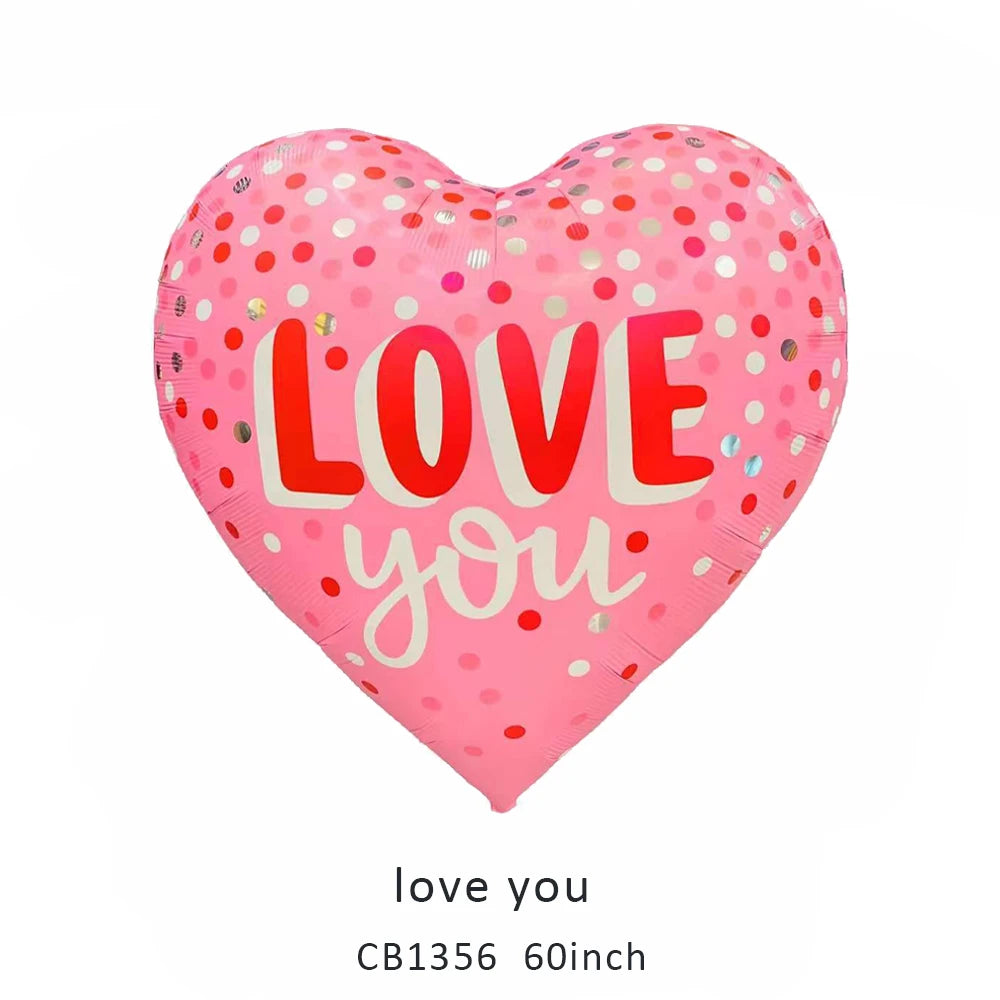 60Inch Heart-Shaped Foil Balloon for Brithday Propose Parties Decoration Oversize Balloon for Valentine's Day Wedding Decor