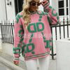 Knitted Sweaters Women 2023 Spring/Autumn Round neck Letter  Embroidery Pullovers Top Temperament casual warm Tee contrast color