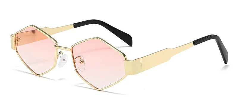 Polygonal Luxury Sunglasses Women Brand Fashion Rhombus Sun Glasses Woman 2024 Retro Vintage Metal Diamond Shades Eyewear