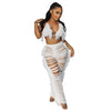 RT Sexy Women Crochet Set Two Pieces Set Halter Backless Top Pants Tassels Knitted 2 Pieces Set Hollow Out Crocheted Beach Set
