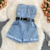 2024 Summer Rompers Women Jeans Jumpsuit Off Shoulder Loose Casual Denim Rompers Womens Jumpsuits Wide Leg Casual Denim Overalls