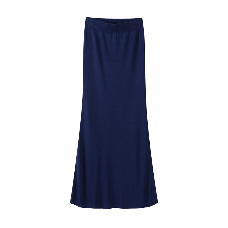 Elegant Knit Vest Suits Women Solid Single Breasted O-neck Sleeveless Slim Waistcoat Bodycon Midi Skirts 2025 Spring Lady Outfit