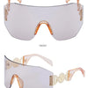 Oversized Shield Rimless Punk Sunglasses Women 2024 Luxury Brand Fashion Winged Sun Glasses For Ladies Shades Eyewear UV400