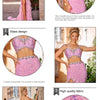 VC Pink Sparkly Sequins Long Dress Beaded Crystal Feather Embellished High Slit Straight Floor-length Prom Evening Gown Vestidos