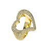 New Full Iced Out Bling Hollow Heart Ring Gold Silver Color 5A CZ Micro Pave Cubic Zircon Rings Hip Hop Punk Men Women Jewelry