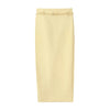 TRAFZA Women Fashion Suit Yellow V-Neck Sleeveless Belt Sngle Breasted Tops+High Waist Pocket Belt Long Skirts Female Summer Set