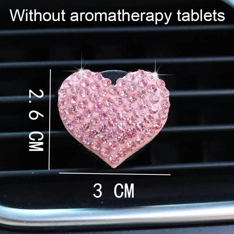Heart-shaped Car Air Outlet Clip Creative Rhinestone Car Air Conditioning Air Outlet Perfume Decoration Clip Car Accessories