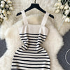 Striple 2024 Sexy Summer Knit Strap Dress Women Tank Elatic Waist Bodycon Sundress Female Beach  Backless Midi Dress