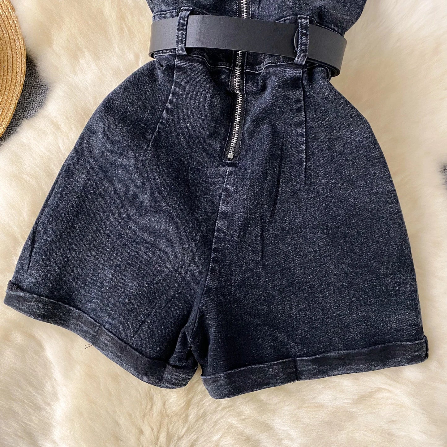 Women Denim one pieces Summer Playsuit Fashion Hot Drill High Waist Slim Sleeveless Strapless Sashes Outfits