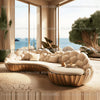 French light luxury semi-circular curved villa living room creative sofa cream special-shaped solid wood