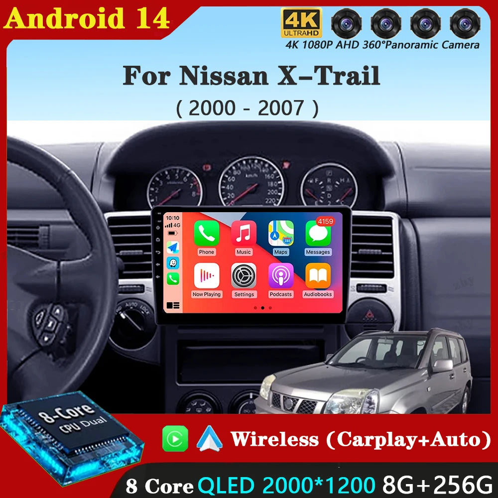 Android 14 Carplay Auto For Nissan X-Trail X Trail X - Trail 1 T30 2000 - 2007 Car Radio Multimedia Video Player Navigation GPS