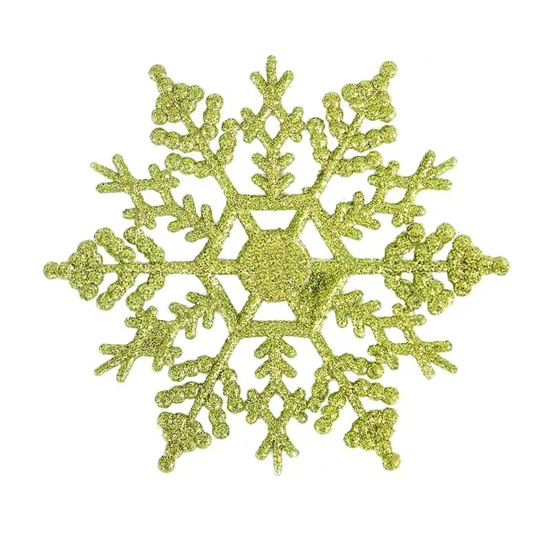 Pack Of 24/12/6 Pieces Snowflakes For Christmas Tree Decoration Blue Snowflakes With Bright Powder Winter New Year Hanging Decor