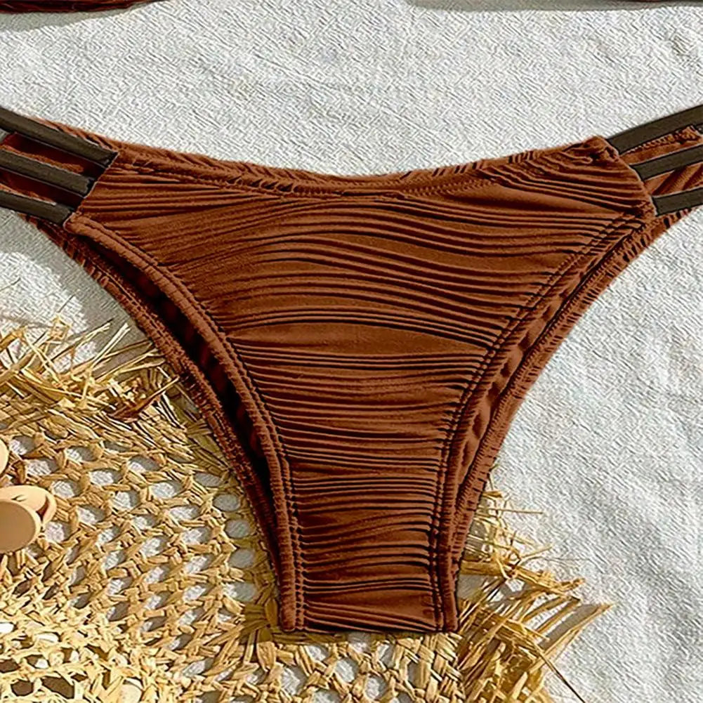 Women Two-piece Trunk Swimsuit Stylish Bandeau Padded Bikini Set Split Swimming Suit Lady Girls Pad Bra Briefs Set Beachwear