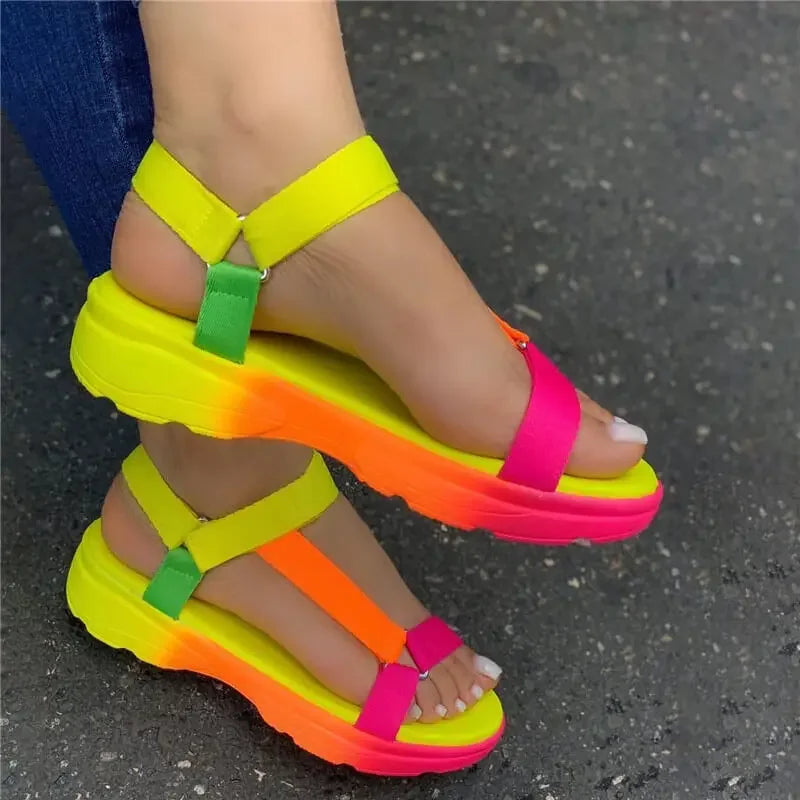 Beach Shoes Woman 2023 Summer Sandals Woman Non-Slip Casual Multi Color Shoes Fashion Solid Open Toe Sandals Daily Comfortable