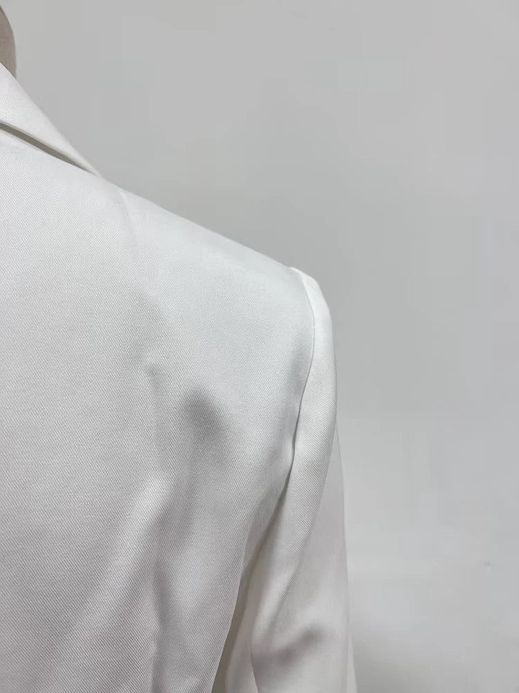 TWOTWINSTYLE Solid Slimming Long Blazer For Women Notched Collar Long Sleeve Tunic Patchwork Double Breasted Blazers Female New