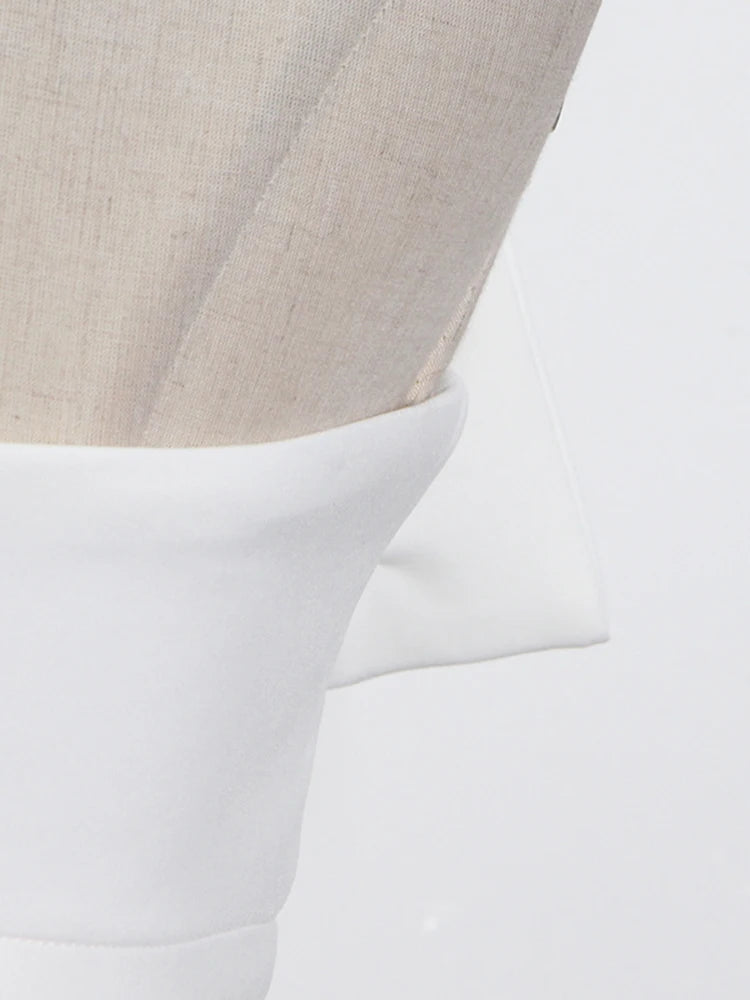 VGH Strapless Slim Solid Sets For Women Sleeveless High Waist Patchwork Bow Top Irregular Sexy Mini Two Piece Set Female Clothes