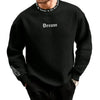 Men Fall Winter Sweatshirt Round Neck Long Sleeve Men Top Letter Print Thick Loose Warm Mid Length Men Casual Top