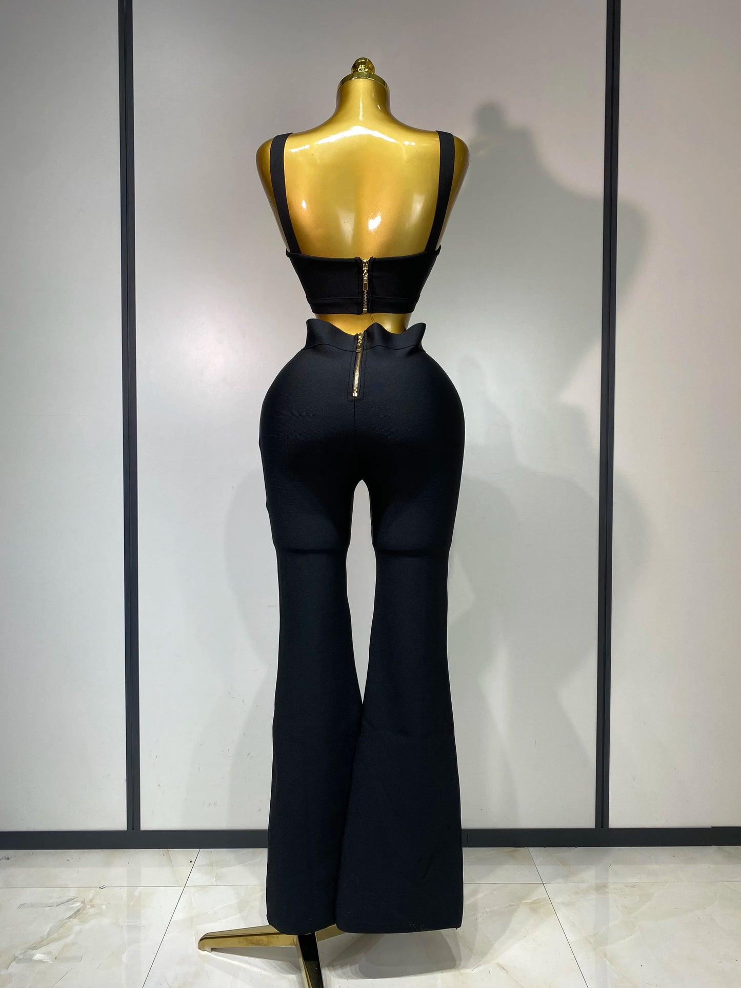 High Quality Elegant Bandage Top Pant Set Women Sexy Evening Party Nightclub Luxury Birthday High Street Fashion Two Piece Set