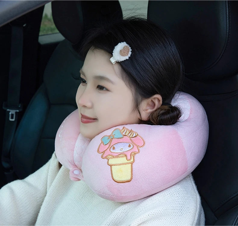 Lovely Kuromi My Melody U-shaped Neck Pillow Kawaii Japanese Style Cinnamoroll Travel Nap Pillow Skin Friendly Thickened Girl