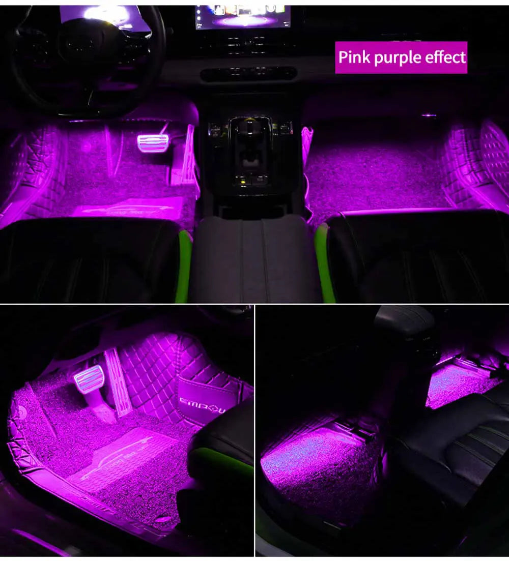 Neon LED Car Interior Ambient Foot Strip Light Accessories Back light Remote App Music Control Auto Decorative Atmosphere Lamp