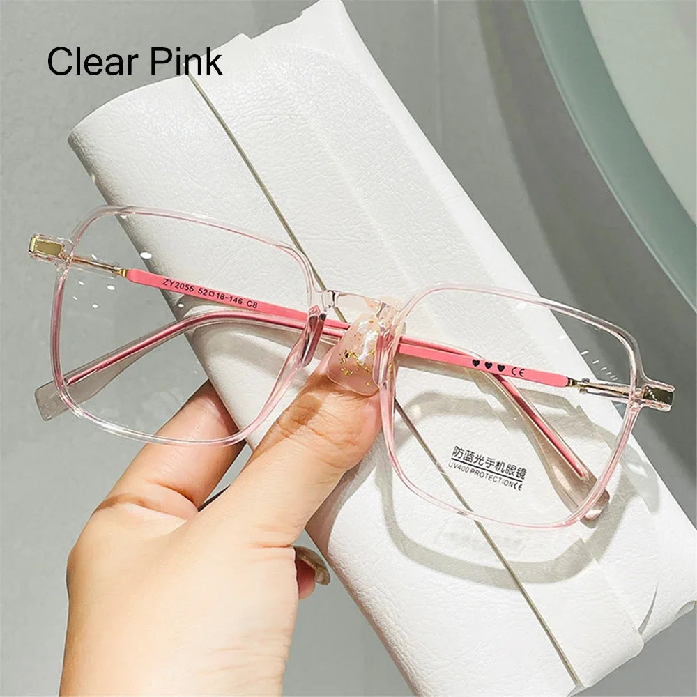 Retro Square Anti-Blue Light Glasses for Women Stylish Clear Frame Anti Radiation Glasses Transparent gafas de sol