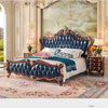 Nordic Luxury Aesthetic Bed Queen Size Cheap Cute Salon Bedroom King Bed Modern Wood Leather Camas Matrimonial Room Furniture