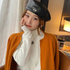 Women's Turtleneck Sweater Winter 2025 Retro Red with Velvet Lining Thickened Inner Wear Thermal Knitting Bottoming Shirt