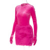 Fur Velvet Street Party Dress Women Fashion Sexy Club Outfit 2023 Autumn Female Luxury Clothing Winter Elegant Evening Dress