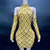 High Quality Sparkling Rainestone Sexy Bodycon Mini Dress Birthday Celebrate Evening Party Dress