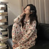 Christmas PJ Set Women Autumn Female Homewear Long Sleeves Button Sleepwear Pajamas Pants Pajama Sets Kawaii Y2K Girls Nightwear