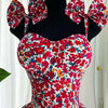 Elegant Floral Print A- Line Mini Dress with Bow Knot High Waist Slimming for Women Spring Season Fashion Casual Skirt
