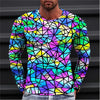 2023 New Autumn Man's Optical Illusion Round Neck Long Sleeve T-shirt 3D printing Fashion Top pullover T Shirts Man's Clothing