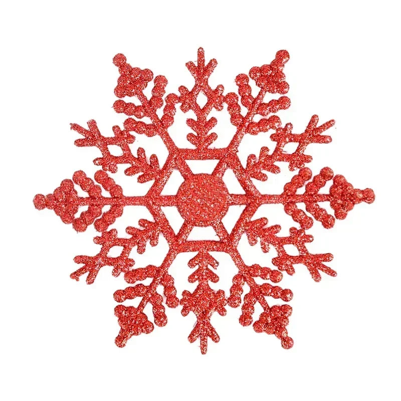 Pack Of 24/12/6 Pieces Snowflakes For Christmas Tree Decoration Blue Snowflakes With Bright Powder Winter New Year Hanging Decor