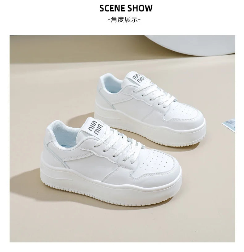 2025 New spring shoes for women green trainers platform lace up sneakers woman hip hop chunky sports shoes faux leather sneaker
