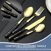 LMETJMA 24 Pcs Flatware Set Stainless Steel Knives Forks Spoons Cutlery Set Service for 6 Kitchen Utensil Tableware Set JT378