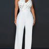 Women One Shoulder Cutout Studded Jumpsuit With Belt