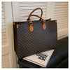 Large-capacity women's bags in Europe and the United States retro shoulder bag classic letters PU commuter handbags women