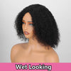 Afro Fluffy Curly Human Hair Wigs 70S Jerry Curl Wig One Wig Two Stlyes Glueless Wig Puffy Bouncy Wig Bouncy Wet and Dry Styling