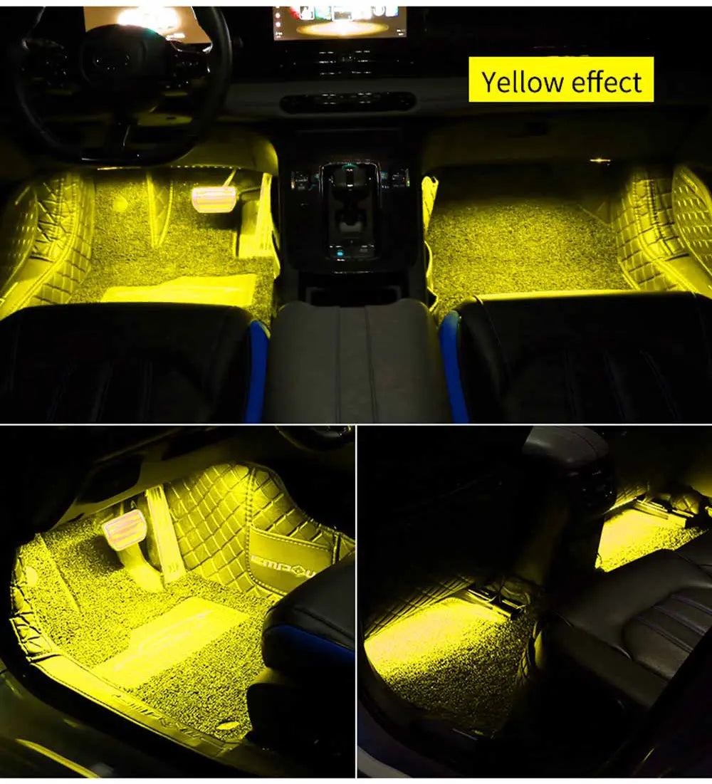Neon LED Car Interior Ambient Foot Strip Light Accessories Back light Remote App Music Control Auto Decorative Atmosphere Lamp
