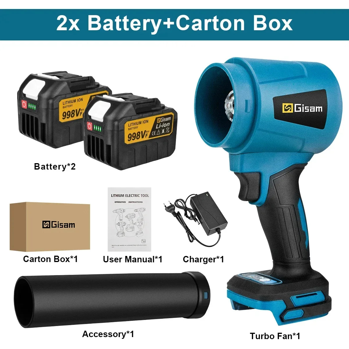 Gisam 300000RPM Brushless Electric Turbo Blowers Jet Fan 400M/S Handheld Leaf Blower Dust Blowing Tool for Makita 18V Battery