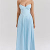 Mozision Off-shoulder Backless Pleated Maxi Dress For Women Fashion Strapless Sleeveless High Waist Bodycon Sexy Long Dress