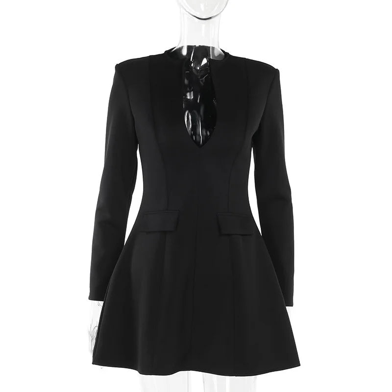 Sexy Fitted V-Neck Long-Sleeve Dress Elegant Solid Color High-Waist Pencil Skirt New Stylish Autumn/Winter Women's Banquet Dress