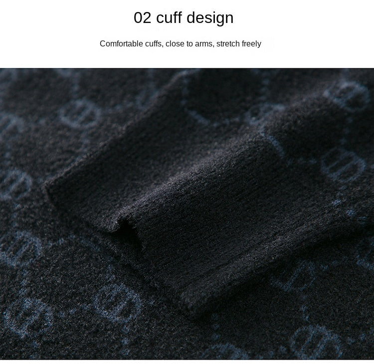 Brand 2023 Autumn High End Mens Velvet Knit Sweater Tops Designer Classic Casual Wool Pullover Fashion Soft Warm Winter Clothing