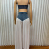 2 Piece Sets Women Sexy Denim Camisole Wide Leg Pants Patchwork Folds Slip Vest Floor Length Suit 2025 Summer Casual Outfits